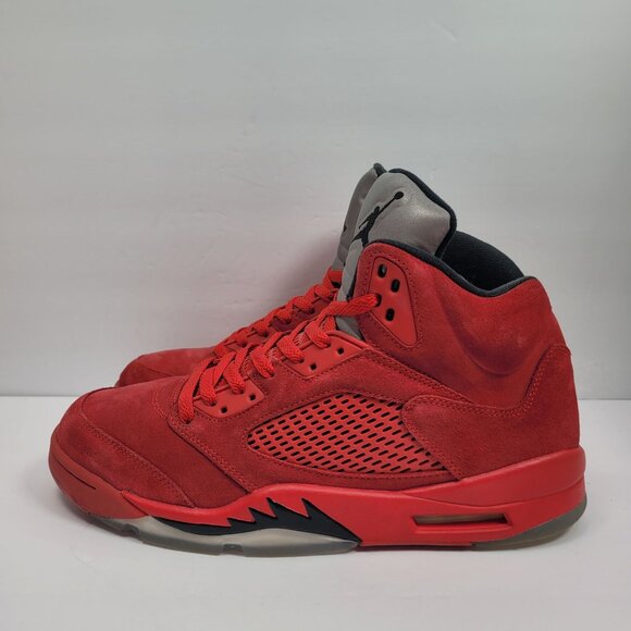 Air Jordan 5 Retro 2017 Men's Red Suede Sneakers 136027-602 US Size 12 - Picture 2 of 9